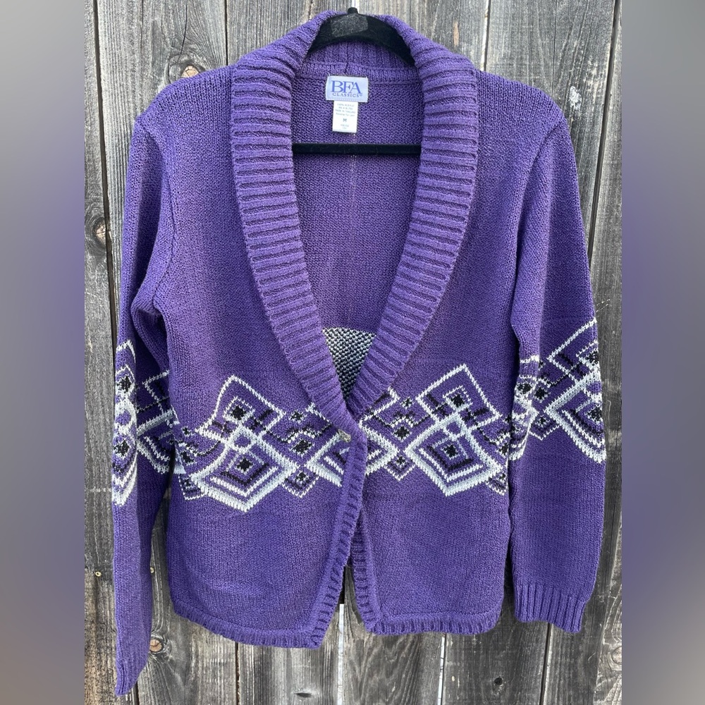 BFA Classics Women’s Purple Single Button Cardigan
Size M